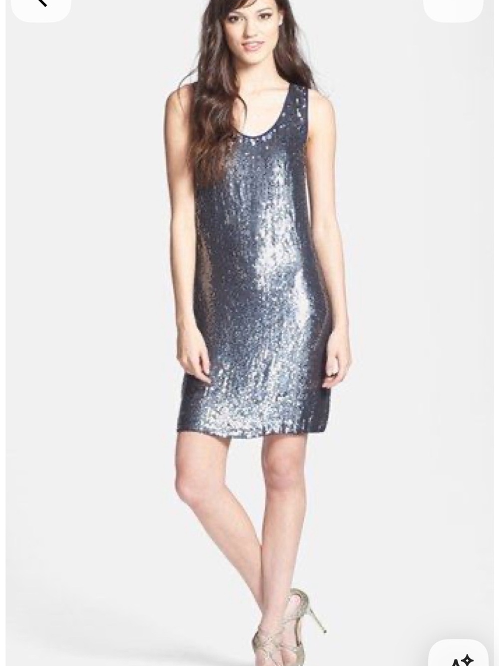 Nicole Miller Navy Sequin 100% Silk Mini Dress